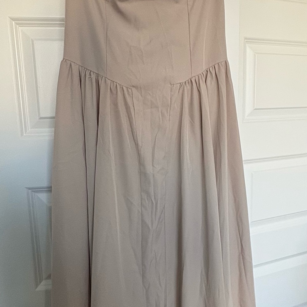 Beige A-line midi dress